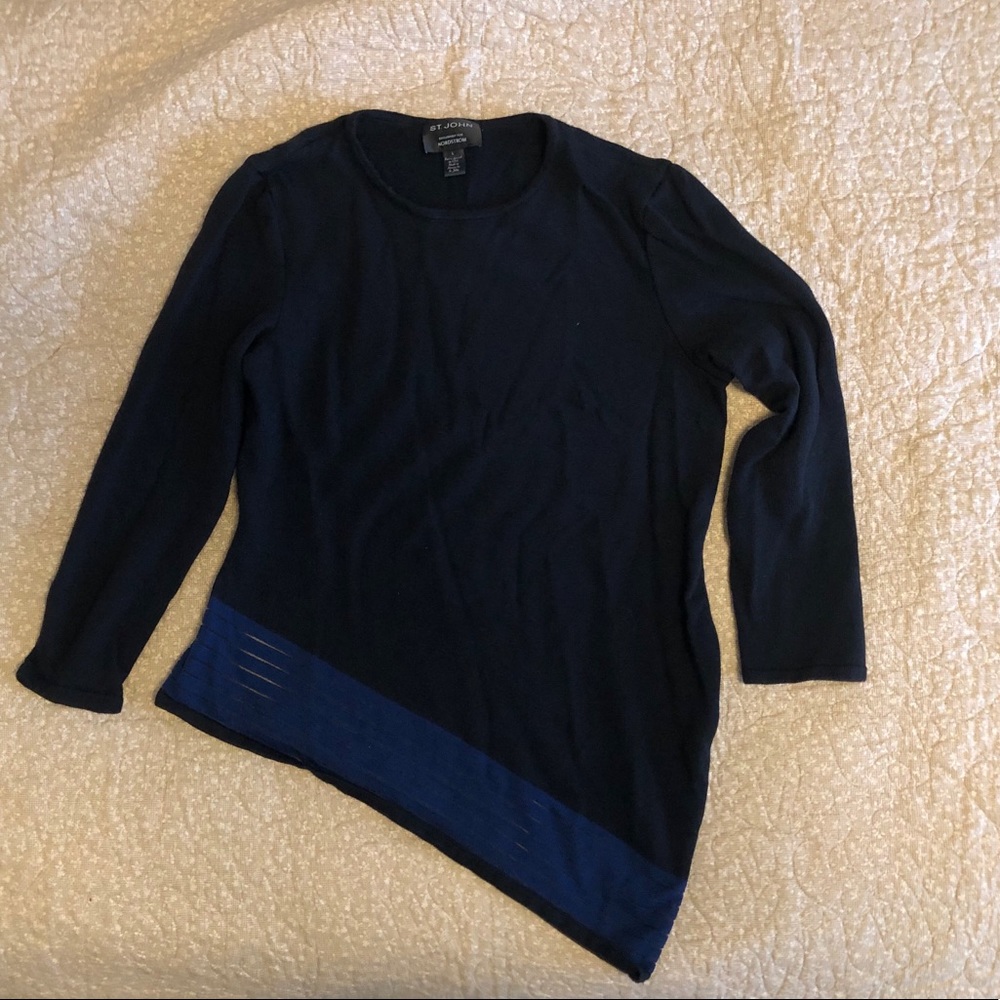 St. John for Nordstrom L black wool top
